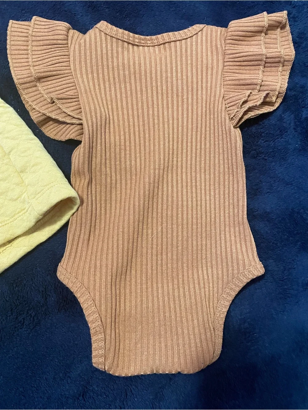 Carter's Yellow Quilted Hooded Vest & Rust Ribbed Ruffle Bodysuit Set